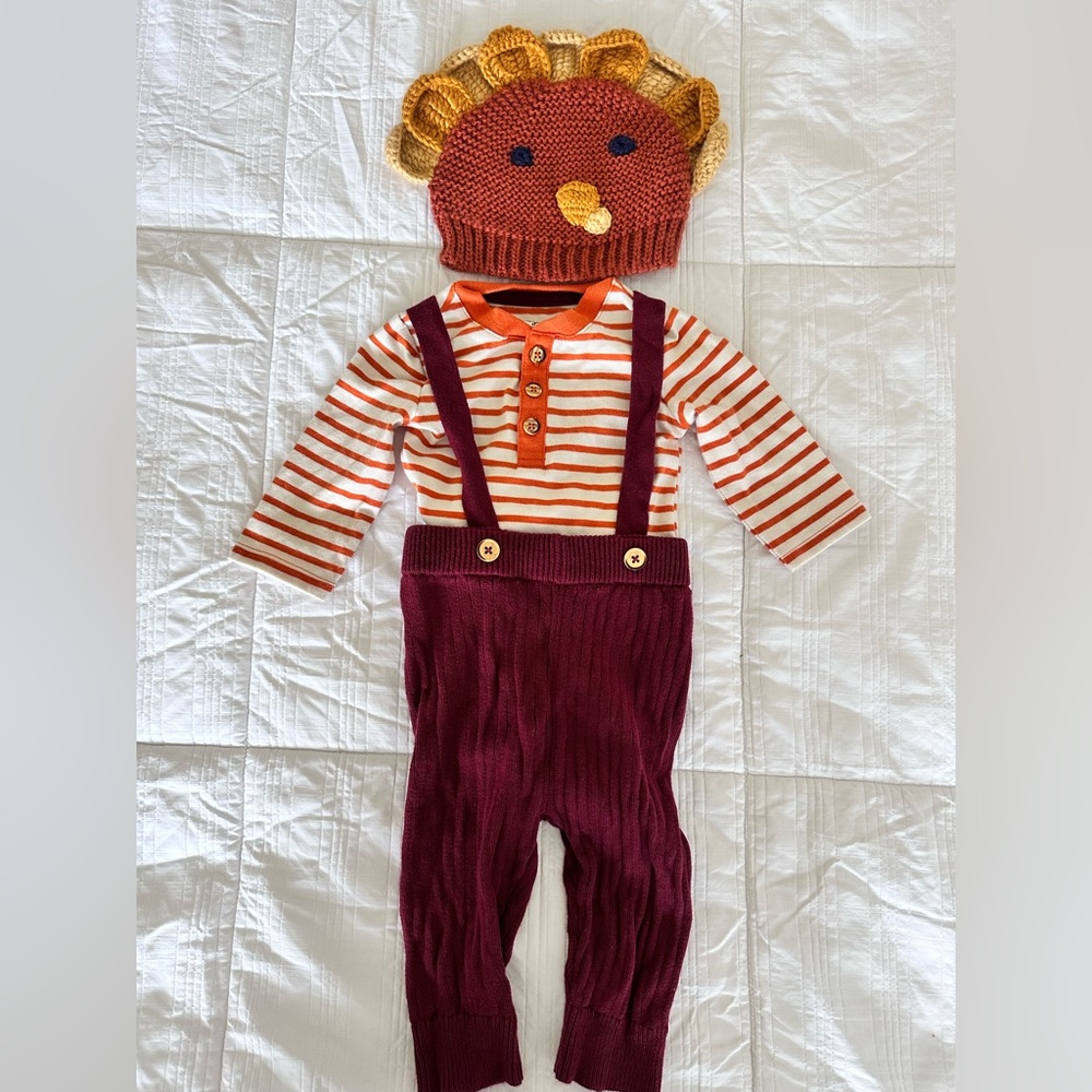 Cat & Jack knit jumper set & Turkey hat